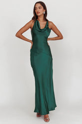 Cassiopeia Open Back Maxi Dress Forest Green