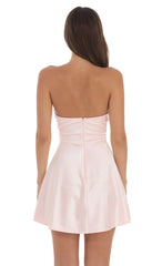 Satin Double Bow Cutout Dress in Pink