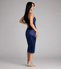Melody Satin Slit Midi Formal Dress