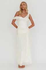 Keia Crepe Chiffon One-Shoulder Maxi Dress Oyster