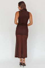 Girl's Night Waist Sash Maxi Dress Chocolate