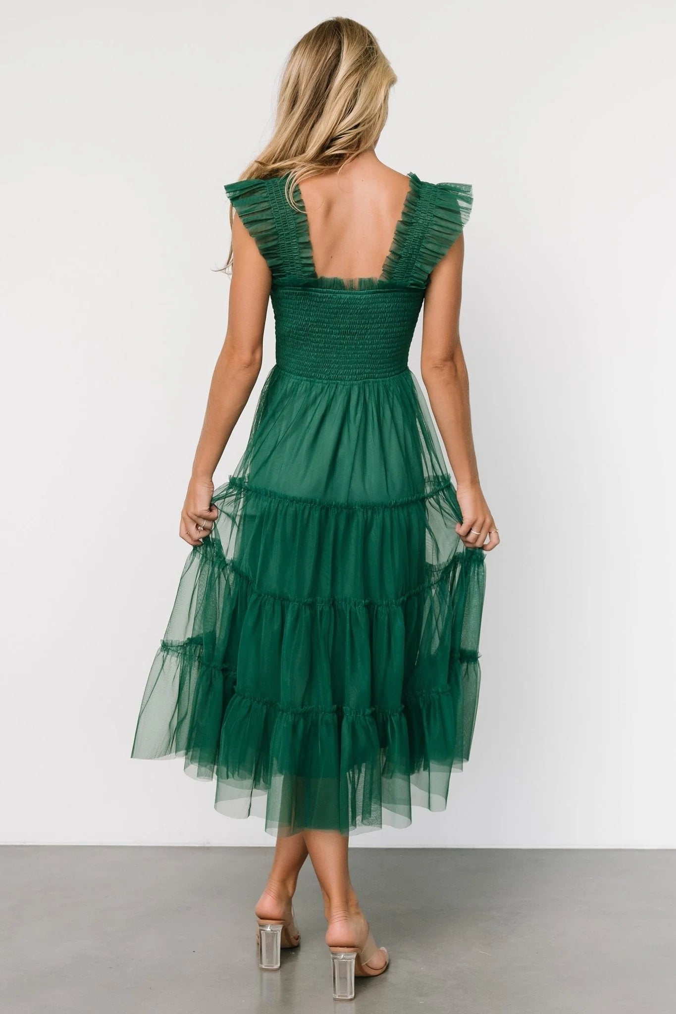 Emma Smocked Tulle Dress | Emerald