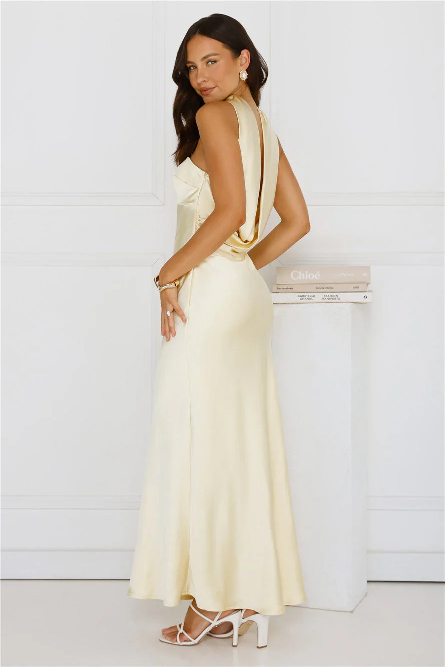 Precious Pearl Satin Maxi Dress