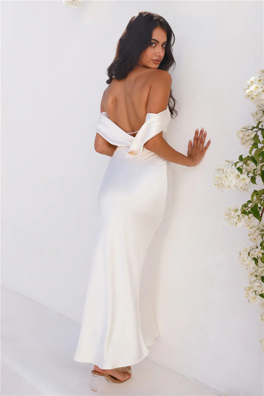 Precious Pearl Satin Maxi Dress