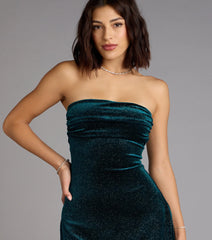 Late Night Luxe Glitter Velvet A-Line Mini Dress
