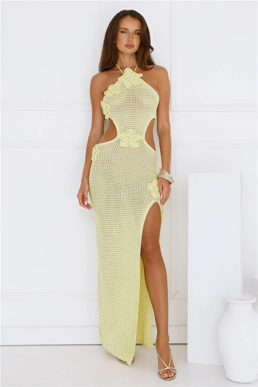 Monaco Sun Knit Halter Maxi Dress