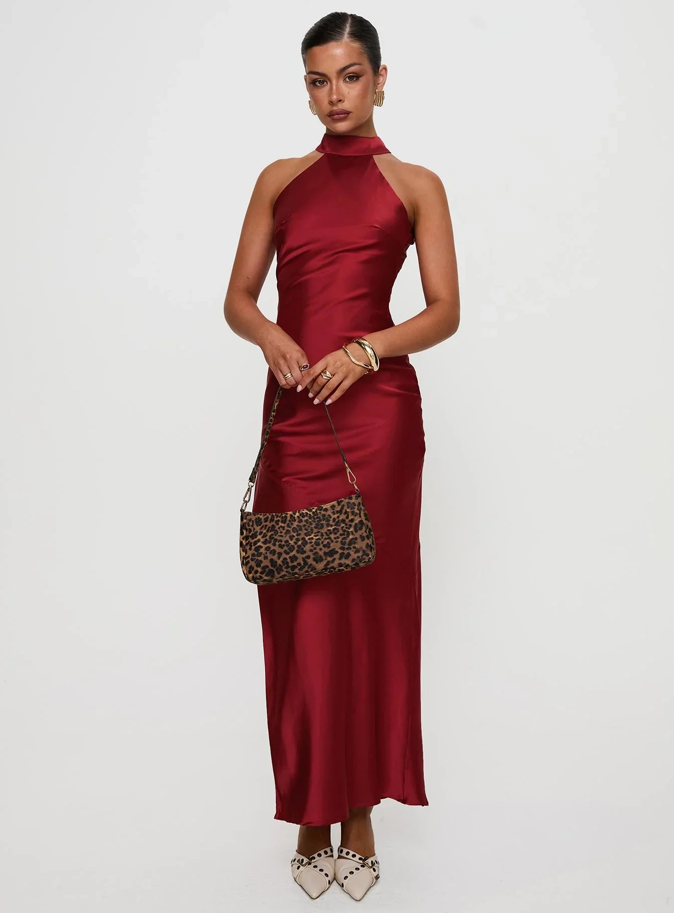Mordecai Halter Maxi Dress Burgundy