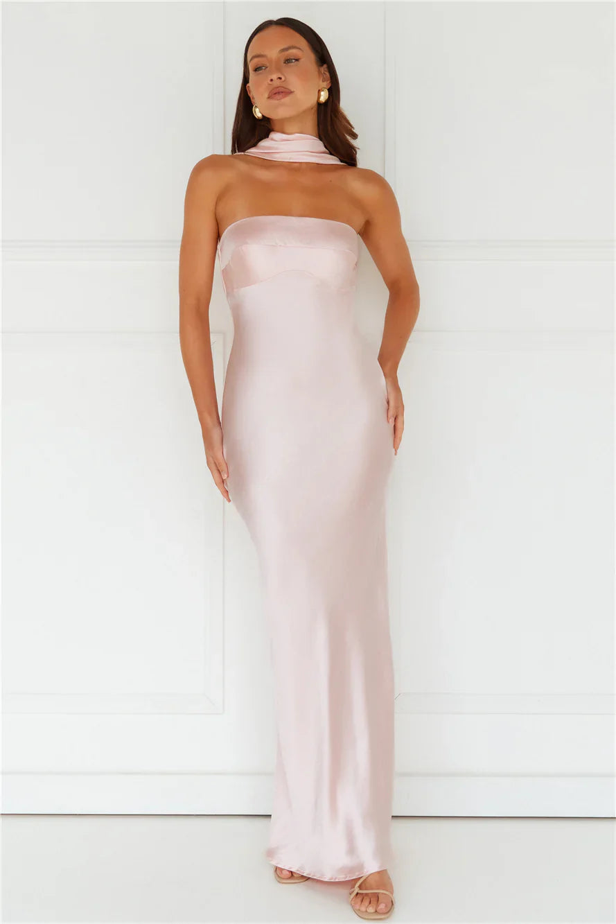 Precious Pearl Satin Maxi Dress