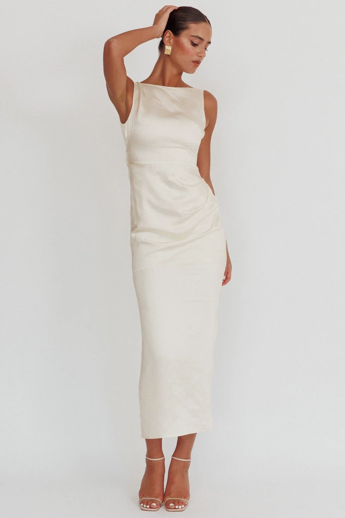 Leila Boat Neck Maxi Dress Ivory