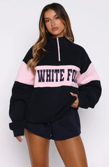 Show Yourself Zip Front Sweater Navy