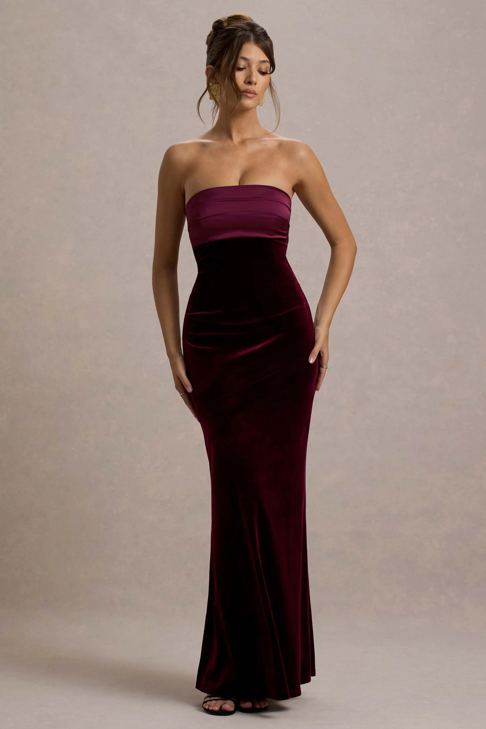 Ambrosi | Port Velvet Bandeau Maxi Dress