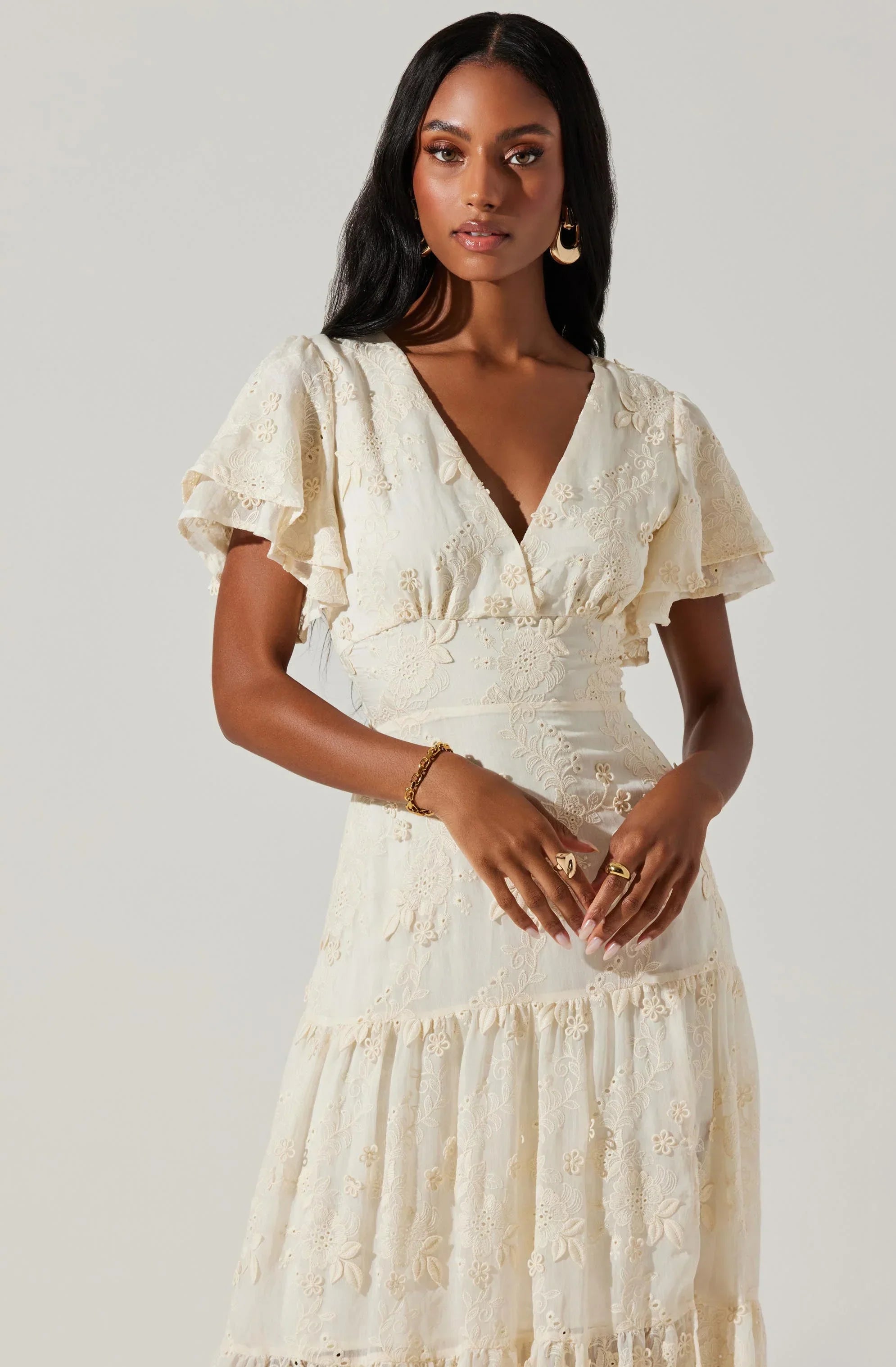 Junia Embroidered Tiered Maxi Dress