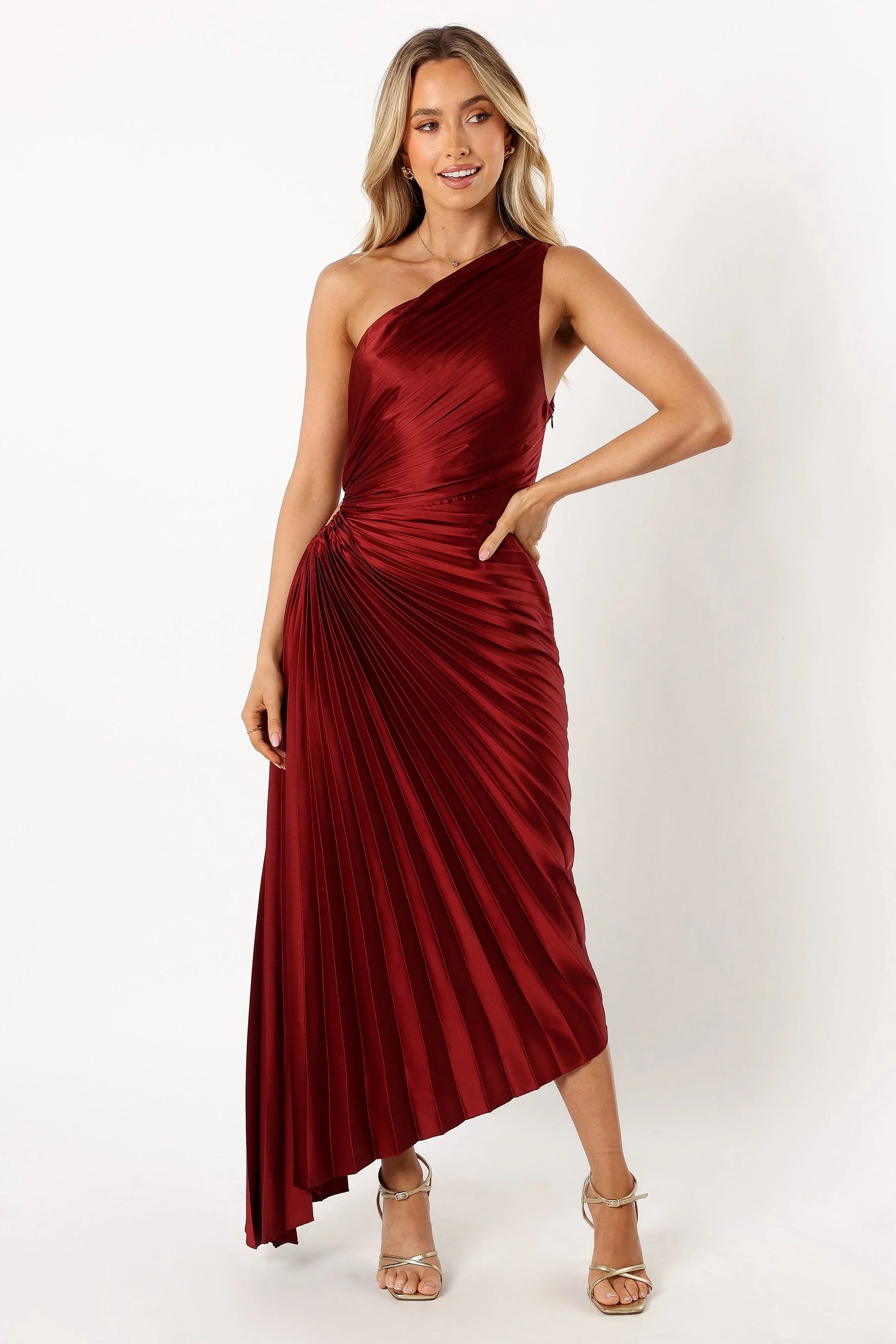 Kleo One Shoulder Maxi Dress - Merlot