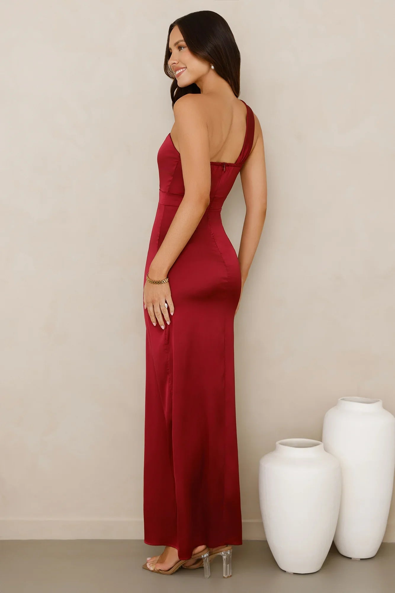 Strong Desire Satin One Shoulder Maxi Dress
